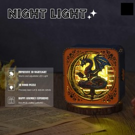 3D Puzzle Nightlight-DIY LED Light Winter Night Wooden Puzzle-Art Lamp and Craft Kits for Kids and Adults-Birthday Gifts Toys-Home Desk Decor Family Game