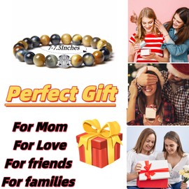 Handcrafted Gemstone Healing Energy Bracelets 925 Sterling Silver Double Happiness Pendant Natural Wellness for Women 8mm Beads (Fantastic Tiger Eye Stone)