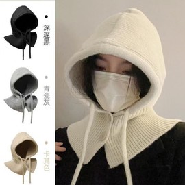 Women's Korean Style Balaclava Hat Autumn Winter Scarf lf1526 Free Size/Black 4ea