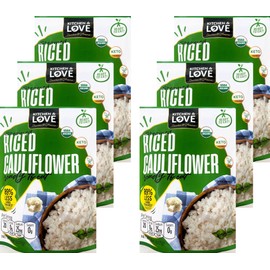 Kitchen & Love Organic Riced Cauliflower 8 oz (6 Pack) | Low Carb, Low Calorie, Healthy Rice Alternative, Vegan, Gluten Free, Ready to Eat & Microwaveable, Dairy Free, Shelf Stable