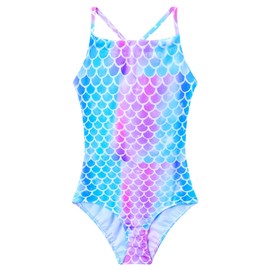 Girls Bathing Suits UPF 50+ Swimsuits Quick-Dry Cross-Strap for Toddlers & Kids 3-12T Sleeveless Sun Protection