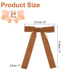 PATIKIL Velvet Bows, 24 Pcs Velvet Ornaments Ribbon Gift Bows Vintage Wreath Bow for Christmas Tree Wedding Birthday Parties Decor, Camel (1" Width, 5x7 Inch)