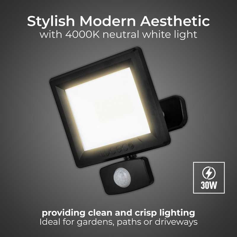 Luceco Outdoor Security LED Floodlight with PIR Motion Sensor for