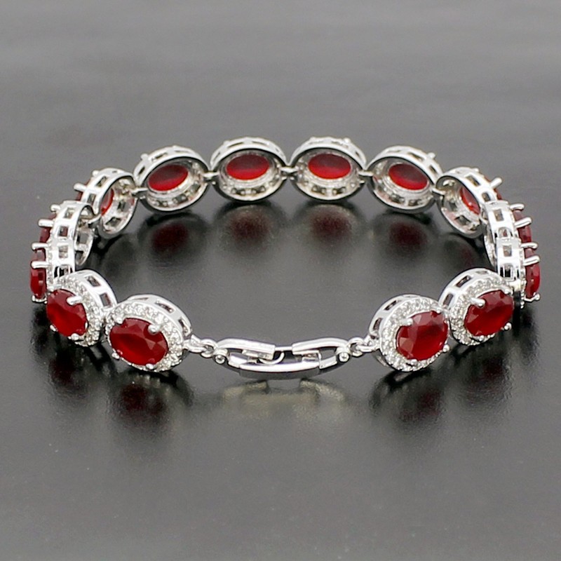 Hermosa Oval Ladies Tennis Bracelet Sapphire Ruby Emerald White Topaz