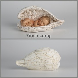 ShineOnAngel Sleeping Baby in Angel Wings Statue, 7inch Long Guardian Angel Wings Baby Catholic Gifts for Baby Baptism, Baby Showers