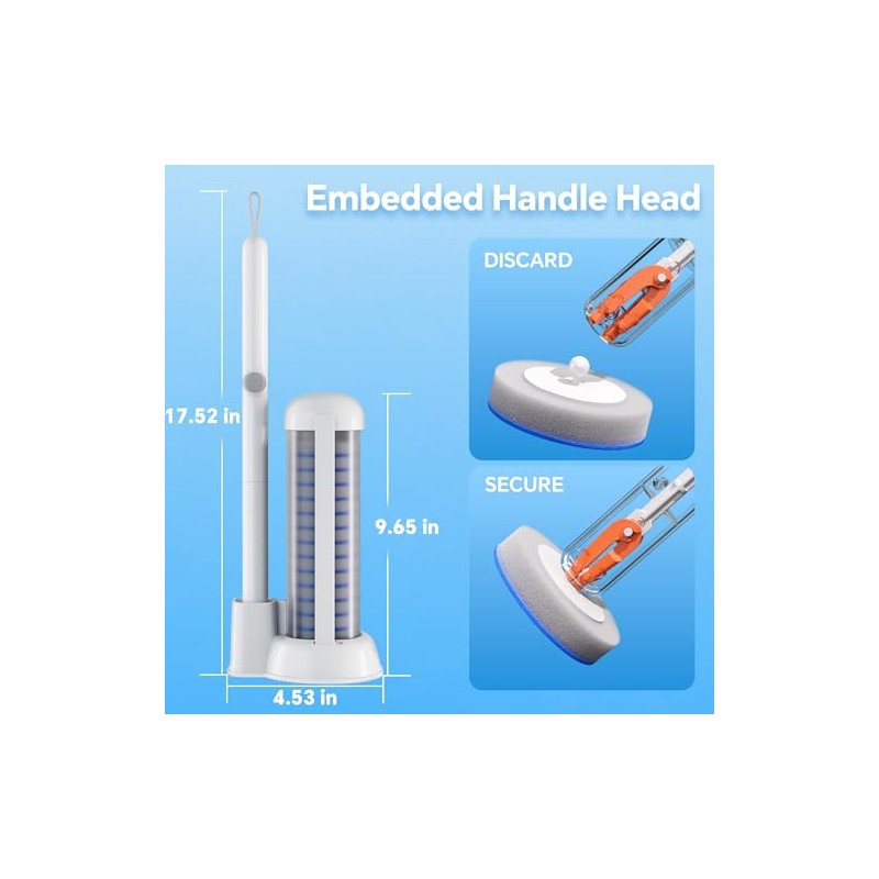 Touch-Free Disposable Toilet Brush Set with 54 Refills