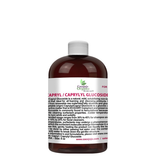 Dr Joe Lab Capryl Glucoside Liquid Surfactant - Caprylyl Natural, Plant Derived - DIY Skin Care - Shower Gels, Foaming, Body Soap, Shampoos Baby Products Face Cleansers - COCOJOJO (8 oz)