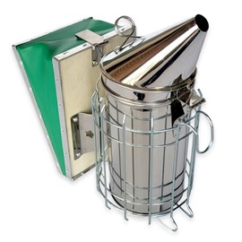 Foxhound Bee Co Stainless Steel 11-inch Smoker for Beekeeping with Heat Chamber, Burn Shield, Green Bellow and Heavy Duty Features for Producing Smoke when Working Bee Hives (Small)