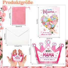 DPKOW Mama Geschenk Muttertagsgeschenk, Acryl Heimat Deko Mama Karte mit Umschlag, Kronenform Dekoschild Beste Mama Geburtstagsgeschenk Ich Liebe Dich Mama Geschenk Muttertagskarte Acryl Plakette