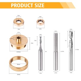 SpeTool Upcut Spiral Router Bit Solid Brass Inlay Kit 2Pcs Router Bits 1/4'' Shank, 1/8'' Shank with Router Bushing Collar Alignment Pin Router Bushing Guide Set for Wood
