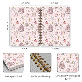 TFKFJLF Pink Cute Preppy Spiral Journal Notebooks for Teen Girls Kids, Cute Aesthetic Notebooks for School Supplies Gifts for Girls Back to School, Hardcover Spiral Journal 5.5x8.3 Inch