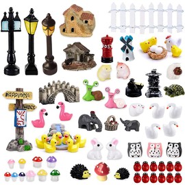 FomCcu 72 Pieces Fairy Mini Garden Accessories Micro Landscape Ornaments Kit Fairy Miniature Garden Animals Decor DIY Supplies for Succulent Decoration