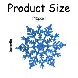 Rumyve 12pcs Glitter Xmas Tree Ornaments,Christmas Snowflake String Hanging Decoration,Window Decoration Xmas Accessories Winter Christmas Party Wedding Decor(Royal Blue)