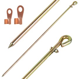 1/2" diameter, 35" long Portable Ground Rod -Minidodoca Grounding Pin with Ground Wire Lug | Great for Electric Fences,Fenerator,Antennas,Satellite Dishes,Ground Post Pin,Tie out Stake (Portable)