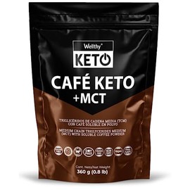 WELLTHY KETO  Café Keto 360g. Café Soluble Adicionado con MCT en Polvo de fácil preparación. Gluten Free, Vegano, Paleo Safe, Non GMO, Sin Azúcar...  