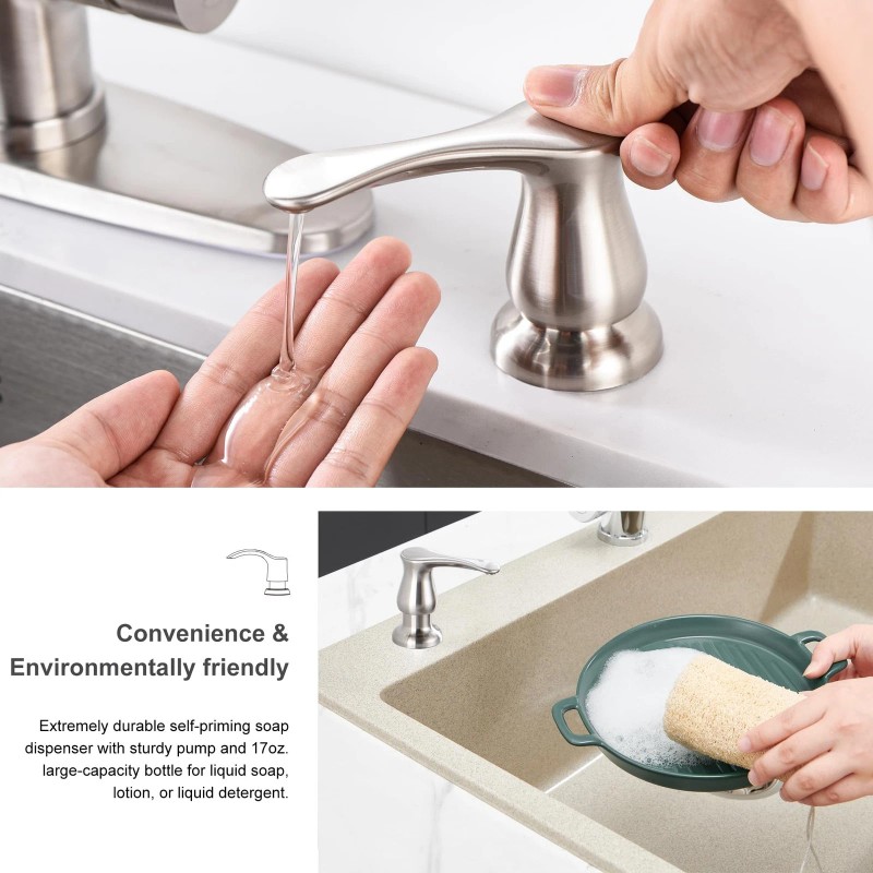 Gagalife Kitchen Sink Soap Dispenser - Brushed Nickel Built in