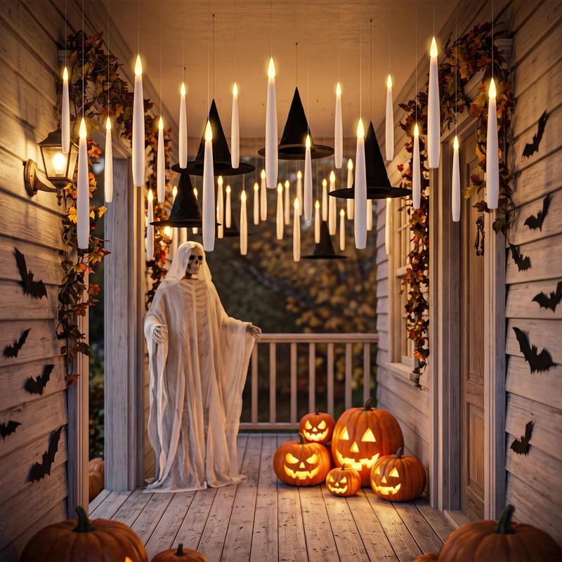 Halloween Decor Indoor, 20PCS Floating Candles with Wand Remote &
