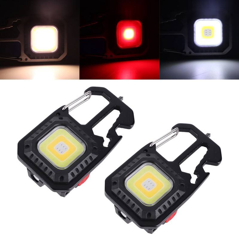 2 Pcs Keychain Work Light High Bright Mini COB Lamp