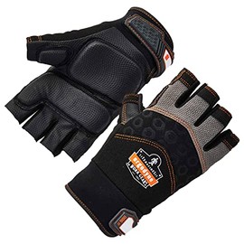 Ergodyne ProFlex 900 Impact Protection Work Gloves, Padded Palm, Half-Finger, Small,Black
