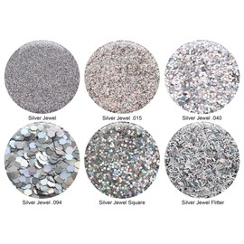 GLITTIES - (6PK) - Amazing Variety Of Holographic Silver Glitter! Different Shapes and Sizes - You Won't Find This Combination Anywhere Else! - (60 Grams)