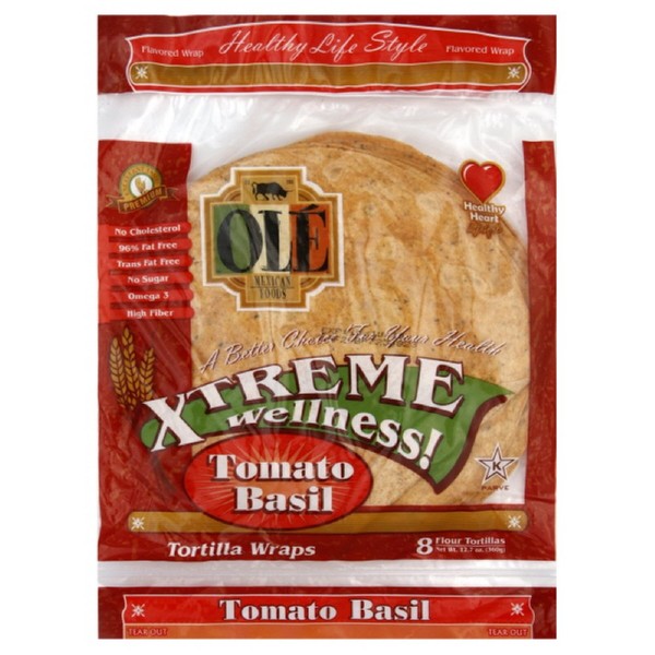 Ole Mexican Tortilla Wrap, Tomato Basil, 8ct, 12-Ounce (Pack of 6)