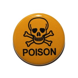 POISON SKULL AND BONES - Pinback Button Badge 1.5" Yellow Black