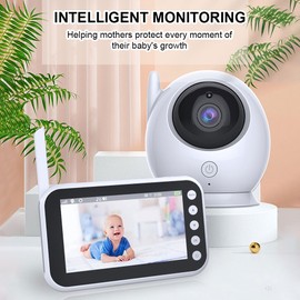 2.4GHz FHSS Monitor with Camera 720P 4.3 Inch LCD Screen Video Camera 2 Way Audio Crying Motion Detection Infrared Night Vision 8 Lullaby Loop Recording Function for Home Bedroom