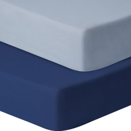 GUNTAIL Baby Crib Sheets for Boys Girls, 2 Pack Fitted Crib Sheet for Standard Crib and Toddler Mattress, Soft Microfiber Baby Sheet 52x28x8in (Navy & Gray)