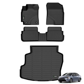 ANBINGO®-Floor Mats & Cargo Liner Custom for Toyota Corolla 2009-2013 All Weather Protection TPE Heavy Duty Non-Slip Automotive Corolla 2009-2013 Floor Liners Fits Full Set Accessories, Black