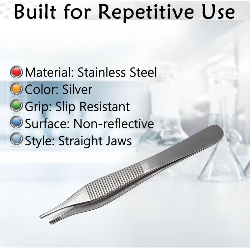 Stainless Steel Adson Forceps Lab Tweezers 9x9 Teeth with Wide