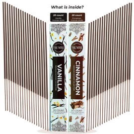 Trumiri Incense Sticks - Combo Pack of 40 Insence-Sticks - 20 Vanilla + 20 Cinnamon - Insenses - Insents - Incents - Inscense - Incence - Incienso - All Natural Incense Sticks