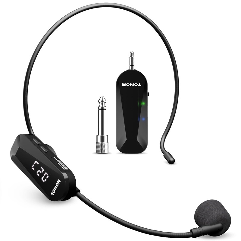 TONOR Auriculares con Micrófono Inalámbrico, Sistema de Auriculares con Micrófono