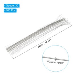 PATIKIL 30 Gauge 14" Floral Stem Wire, 100 Pcs Paper Wrapped Iron Artificial Flower Stem Accessories for DIY Bouquet Stem and Craft Decoration, Silver Tone
