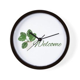 CafePress Welcome Houseplant 10" Wall Clock for Livingroom, Kitchen, or Office