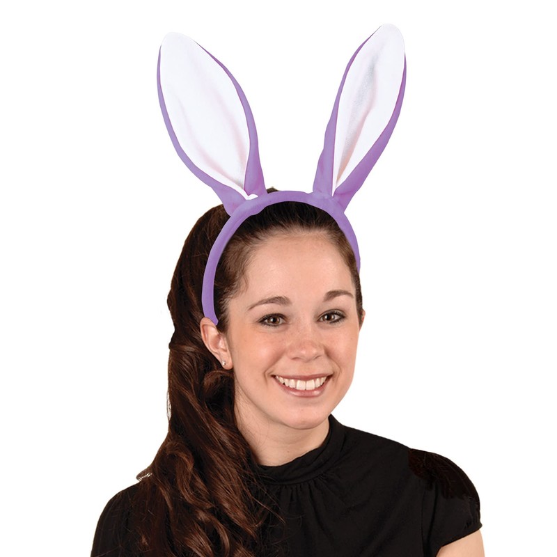 Beistle Soft-Touch Bunny Ears Lavender & White