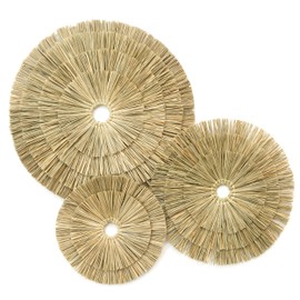 VATIMA Boho Wall Décor – Simple Oversized Wall Basket Décor for Home and Office – Seagrass Wicker Basket Wall Décor Set – 3pcs Flat Baskets – Easy to Hang – Handmade Design – Small/Medium/Large