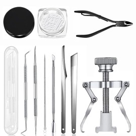 Ingrown Toenails, Ingrown Toenails Set, Pedicure Set, Foot Care, C-Shaped Pads for Correcting Ingrown Nails + 6 x Stainless Steel Nail Remover + 1 x Hawkbill Pliers