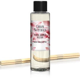 Urban Naturals Pink Amber Blush Scented Oil Reed Diffuser Refill with Free Set of Reed Sticks! Beautiful Florals, Luscious Fruits, Vanilla, Amber & Sandalwood | Made in The USA