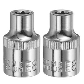sourcing map 2pcs E-Torx Socket 3/8" Drive E8 External Torx Deep Socket CR-V 6 Point Spline Socket Star Female Bit Socket for Auto Repairs Home Maintenance DIY Hand-Making 1.2" Length