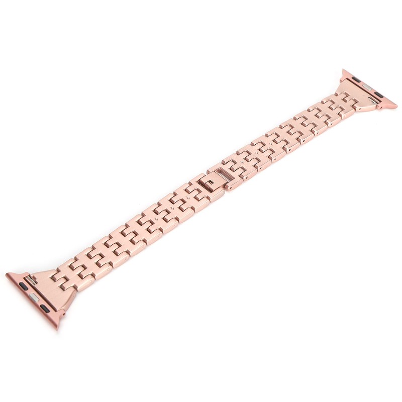 Watch Band Double Rows RhinestonesStudded Replacement Metal Strap for IOS