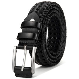 BULLIANT Mens Belts,Leather Woven Braided Belts for Gift Men Casual Jeans Golf(Black,40"-44" Waist Adjustable)