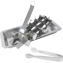 GIOTUK Stainless Steel Ice Cube Tray with Release Handle, 18 Slot Removable Ice Cube Maker, Easy Release Ice Tray for Freezer, Reusable Metal Ice Mould