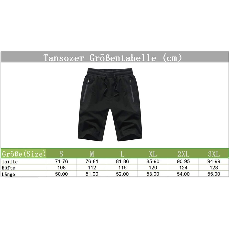 Tansozer Men's Cotton Shorts with Zip - Green, size: 3xl