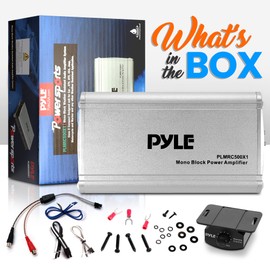 Pyle Mono-Block Audio Amplifier System - Class D Compact Car Amp, Weather Resistant, IPX4 Rated, for Car, ATV, UTV, Jeep, Motorcycle, Marine, Soft Turn On/Off, Power Protection, 7.95"x4.33"x1.87"