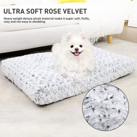KSIIA Washable Dog Bed Deluxe Plush Dog Crate Beds Comfy Kennel Pad Anti-Slip Pet Sleeping Mat for Large, Jumbo, Medium, Small Dogs Breeds, 23" x 18", Gray