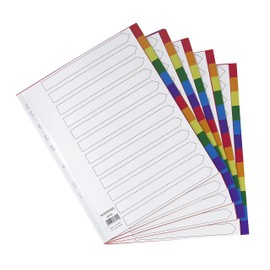 Set of 5 XXL 12-Piece Index / Dividers, Extra Wide, Made Of Colourful Sturdy PP, DIN A4+ with Cover Sheet made of Sturdy Paper For Labelling Extra Wide Divider Sheets for Organising Files in the Office