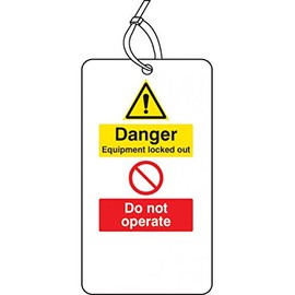 Caledonia Signs 55071 Lockout Tag, Danger Equipment Locked Out do not Operate, 80 mm x 150 mm (Pack of 10)
