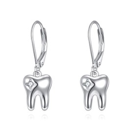 JERWLI 925 Sterling Silver Dental Jewelry Earrings Dental Jewelry Gifts for Dental Students and Dental Assistants