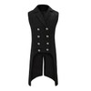 sehseek Mens Victorian Suit Vest Steampunk Gothic Medieval Waistcoat (Black,