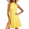 OUGES Women's 2025 Summer Fashion Yellow Halter Neck Sleeveless Tie